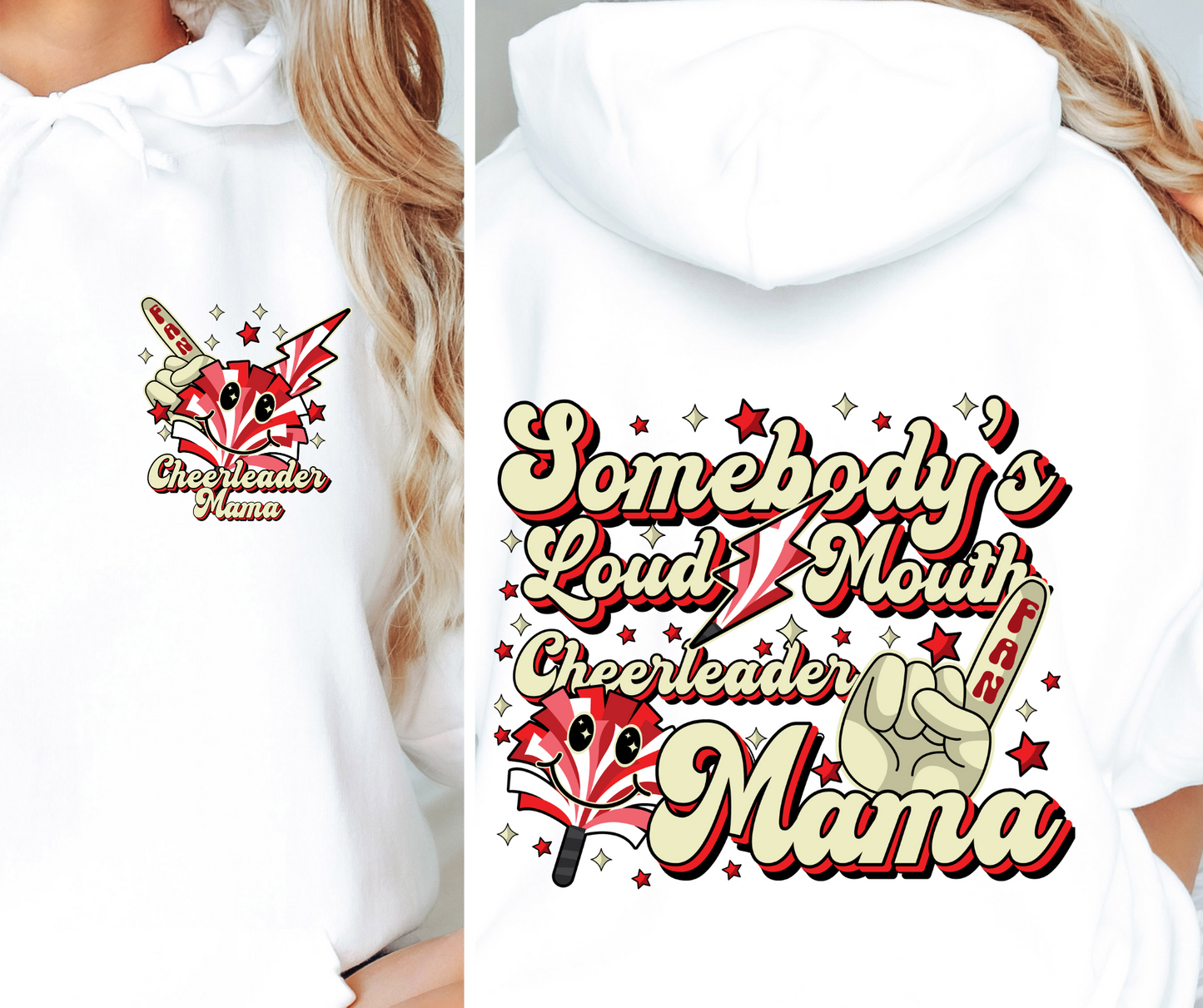 Somebody's Loudmouth Cheerleader  Mama T-shirt Png Design, Retro Hippy Sublimation, Sassy Smile 90s Digital Download PNG File, Pocket design