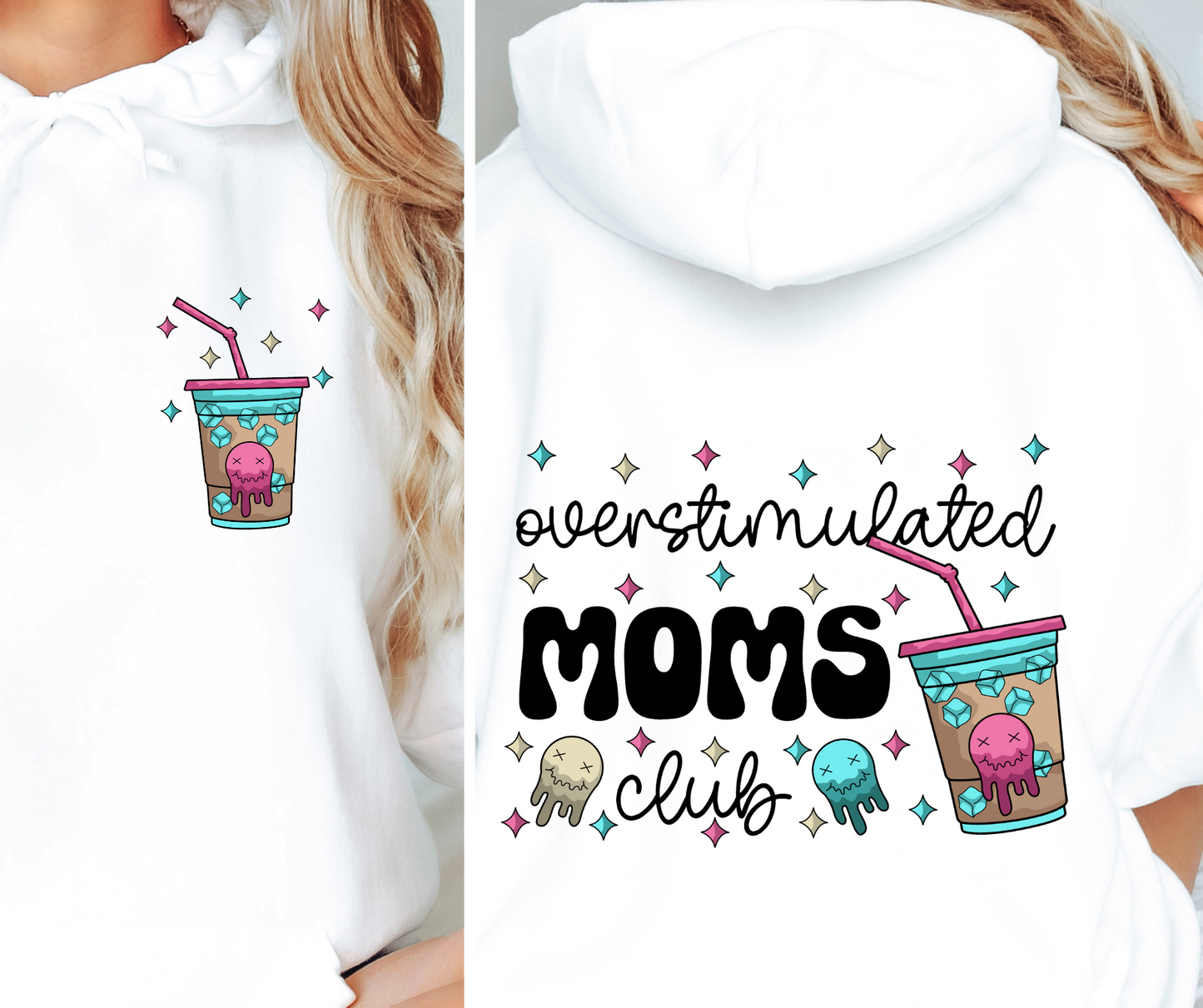 Overstimulated Moms Club T-shirt Png Design, Retro Hippy Sublimation, Sassy Smile 90s Digital Download PNG File, Pocket design