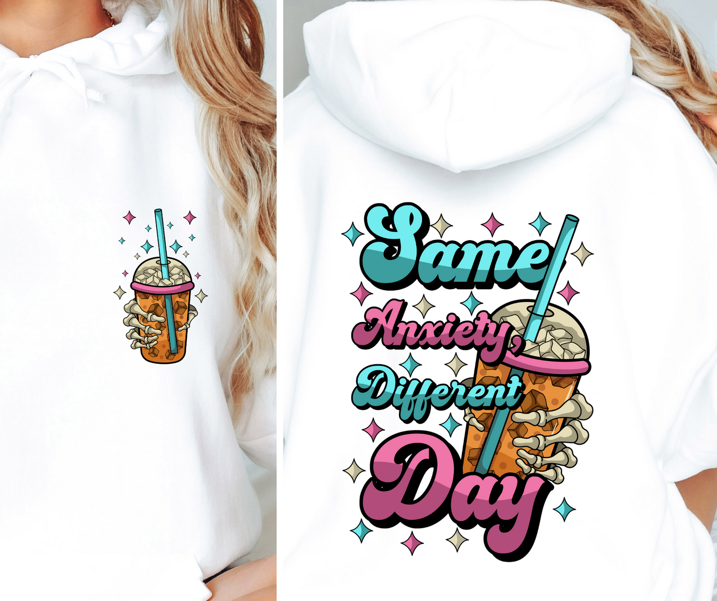 Same Day Different Anxiety T-shirt Png Design, Retro Hippy Sublimation, Sassy Smile 90s Digital Download PNG File, Pocket design