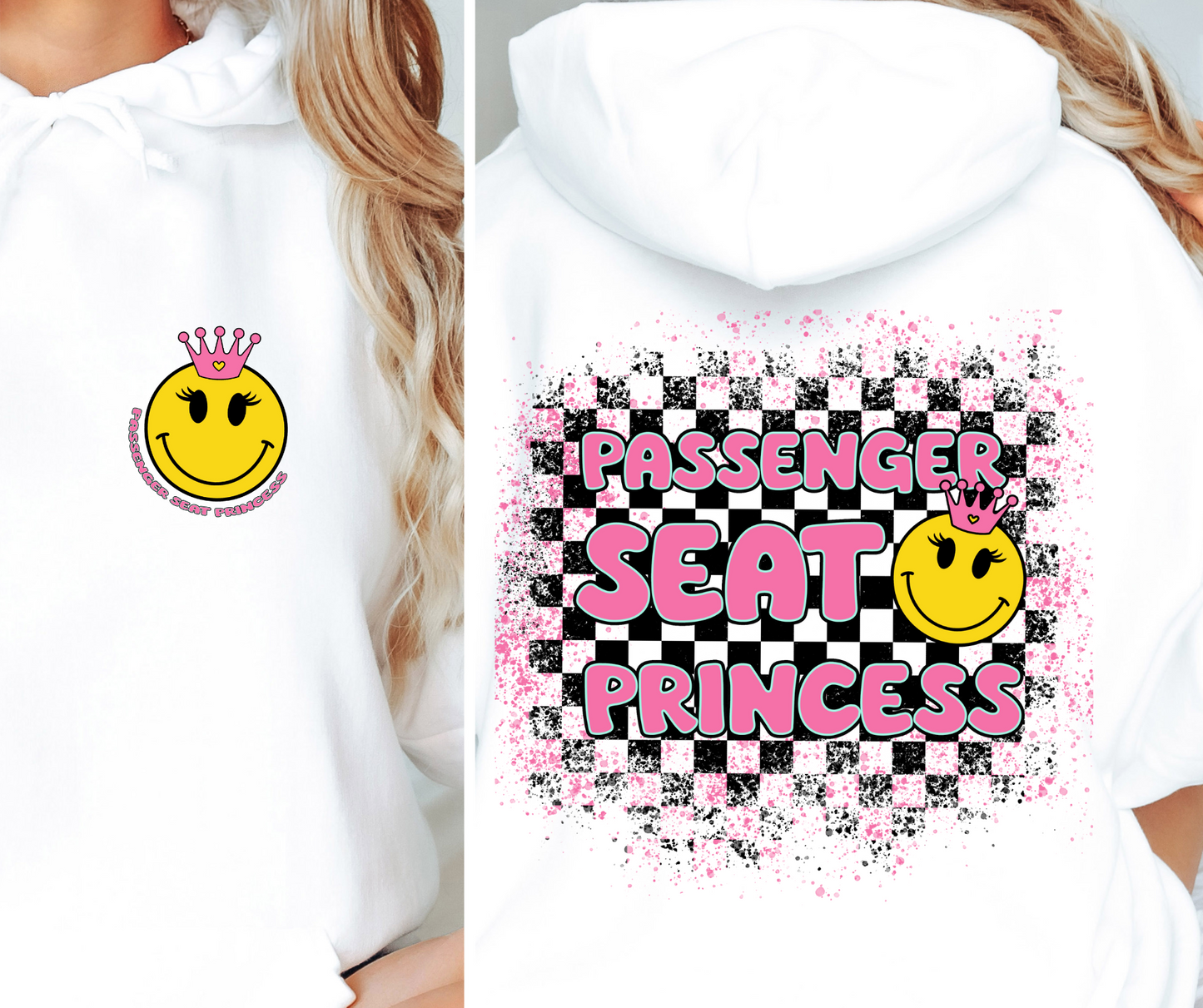 Retro Passenger Seat Princess T-shirt Png Design, Retro Hippy Sublimation, Smile Digital Download PNG File, Commercial Use Matching Pocket