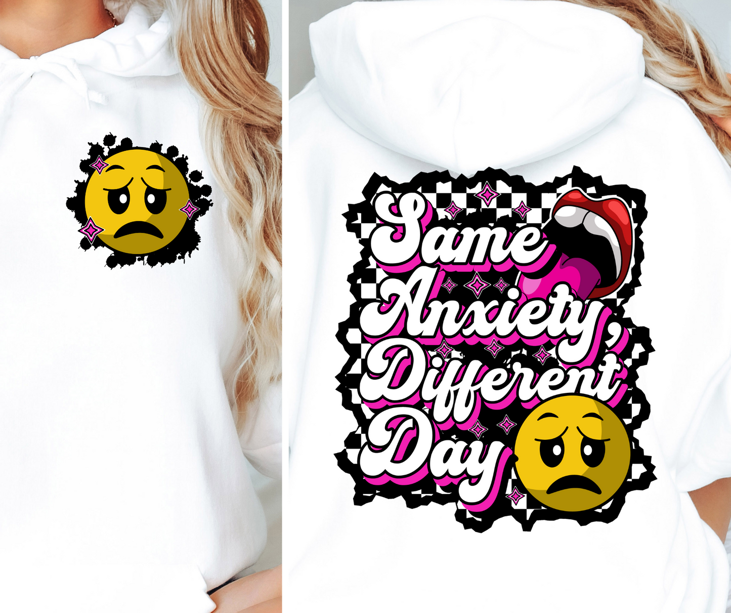 Same day different anxiety T-shirt Png Design, Retro Hippy Sublimation, Smile 90s Digital Download PNG File, Pocket design