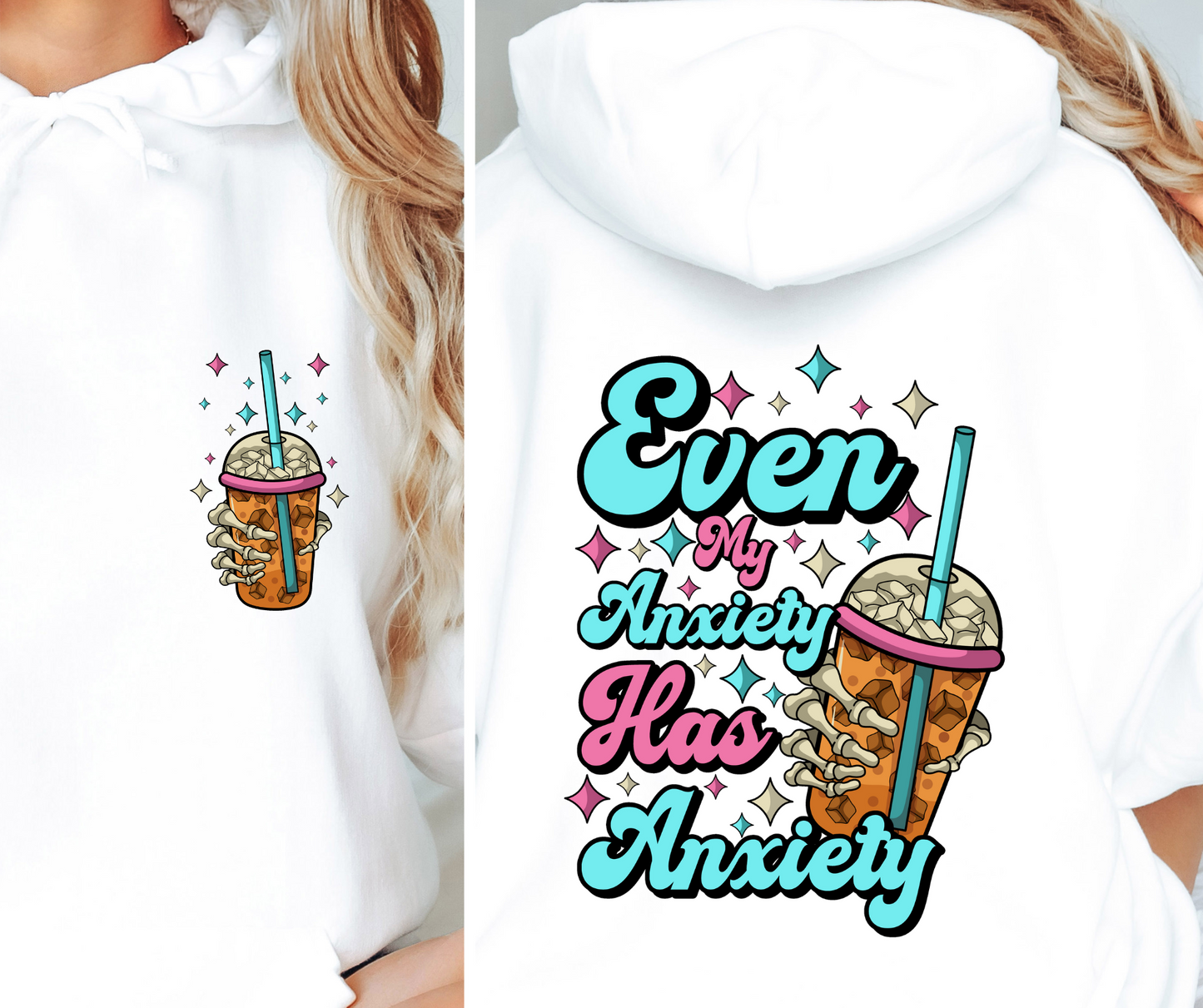 Even my anxiety has anxiety T-shirt Png Design, Retro Hippy Sublimation, Sassy Smile 90s Digital Download PNG File, Pocket design