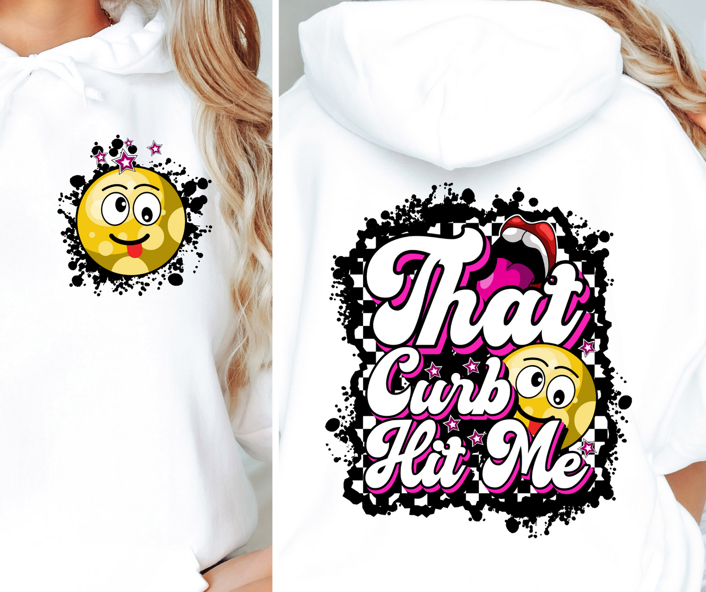 That curb hit me funny T-shirt Png Design, Retro Hippy Sublimation, Smile 90s Digital Download PNG File, Pocket design