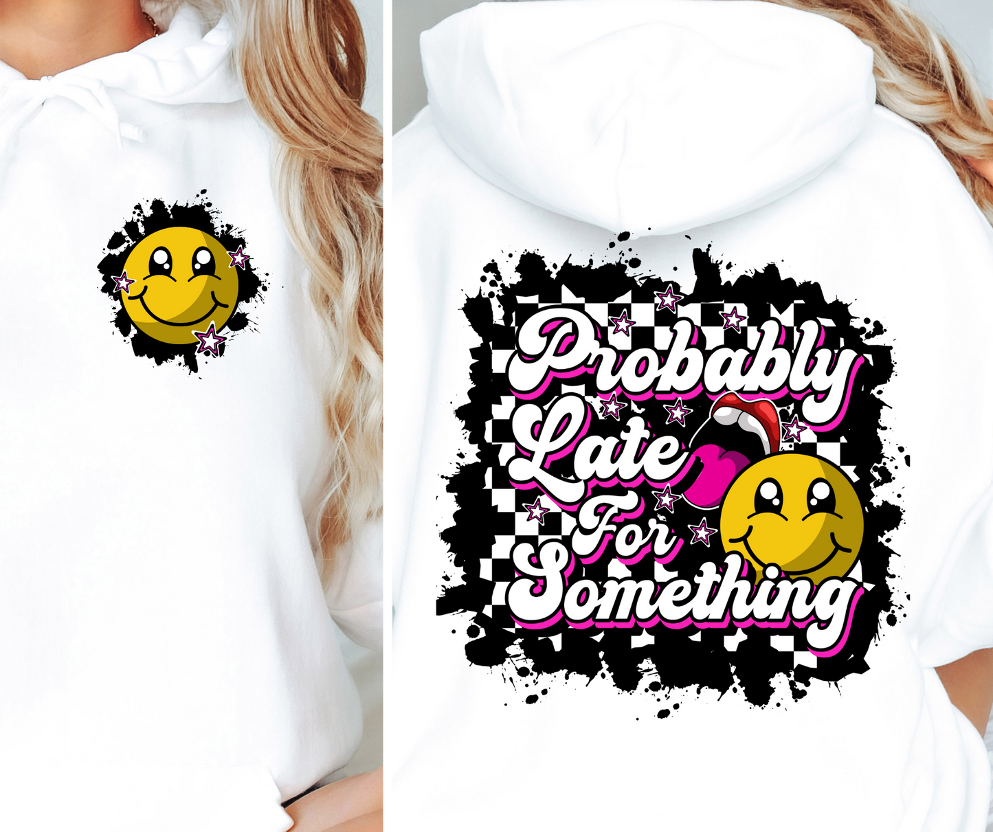 Probably Late for something T-shirt Png Design, Retro Hippy Sublimation, Smile 90s Digital Download PNG File, Pocket design