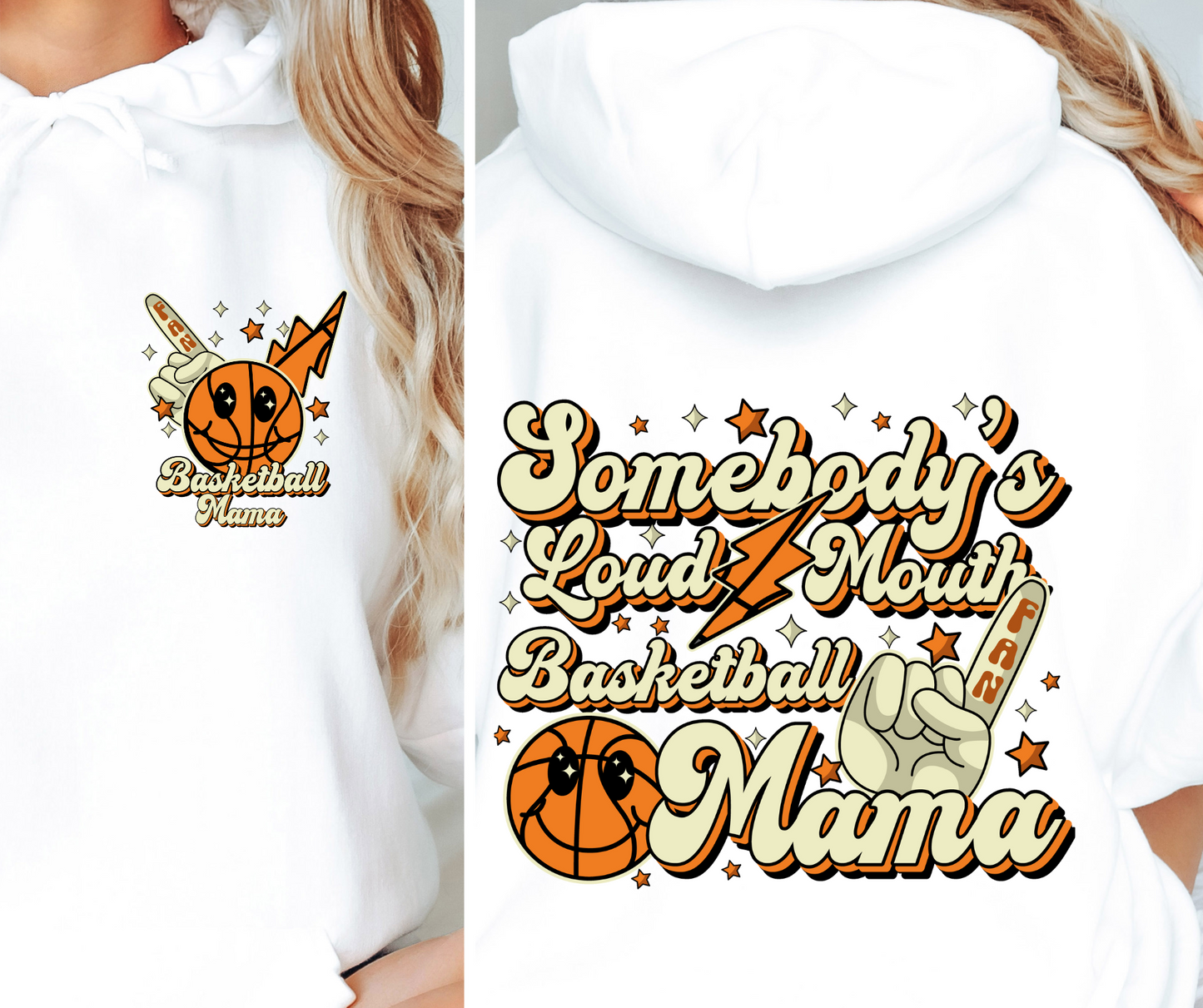 Somebody's Loudmouth Basketball Mama T-shirt Png Design, Retro Hippy Sublimation, Sassy Smile 90s Digital Download PNG File, Pocket design