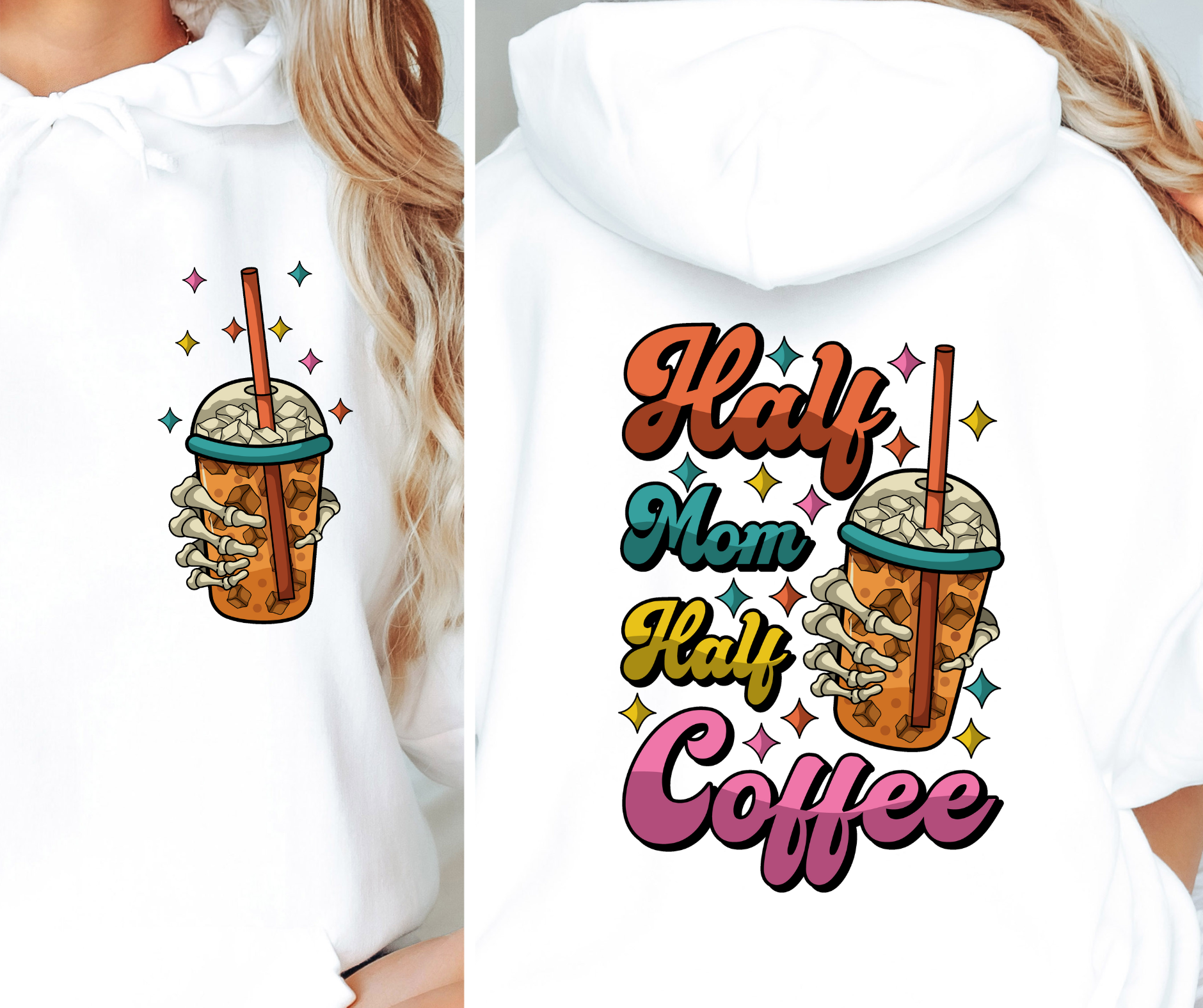 Sublimation PNG Sublimation PNG - Half Coffee Half Mom T-shirt Png Design, Retro Hippy Sublimation, Smile 90s Digital Download PNG File, Pocket design-Tumblerwrapdesigns