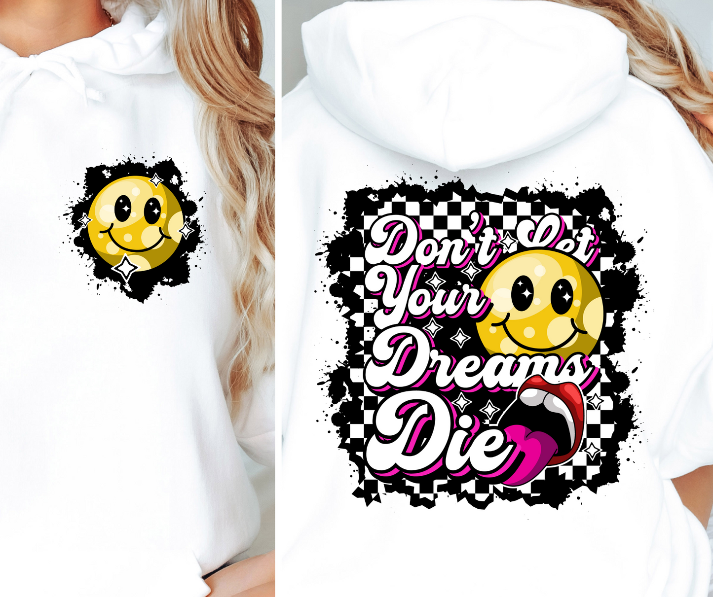 Don't let your dreams Die T-shirt Png Design, Retro Hippy Sublimation, Smile 90s Digital Download PNG File, Pocket design