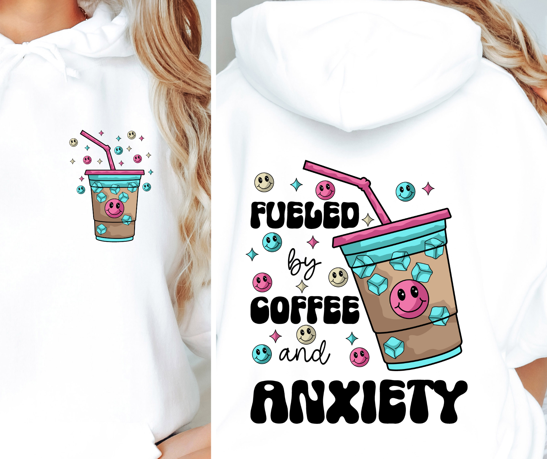 Sublimation PNG Sublimation PNG - Fueled by Coffee and Anxiety T-shirt Png Design, Retro Hippy Sublimation, Sassy Smile 90s Digital Download PNG File, Pocket design-Tumblerwrapdesigns