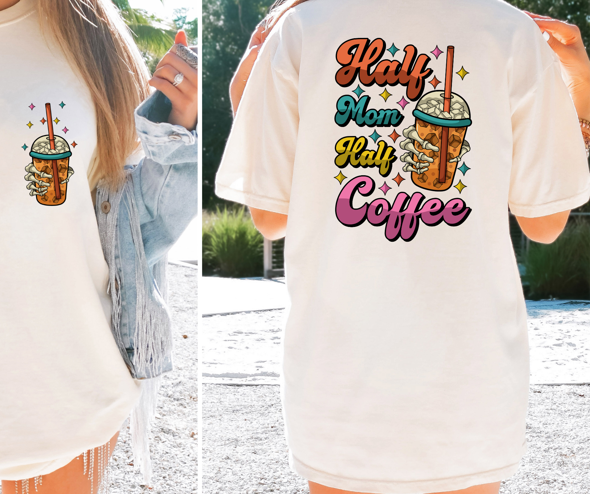 Sublimation PNG Sublimation PNG - Half Coffee Half Mom T-shirt Png Design, Retro Hippy Sublimation, Smile 90s Digital Download PNG File, Pocket design-Tumblerwrapdesigns