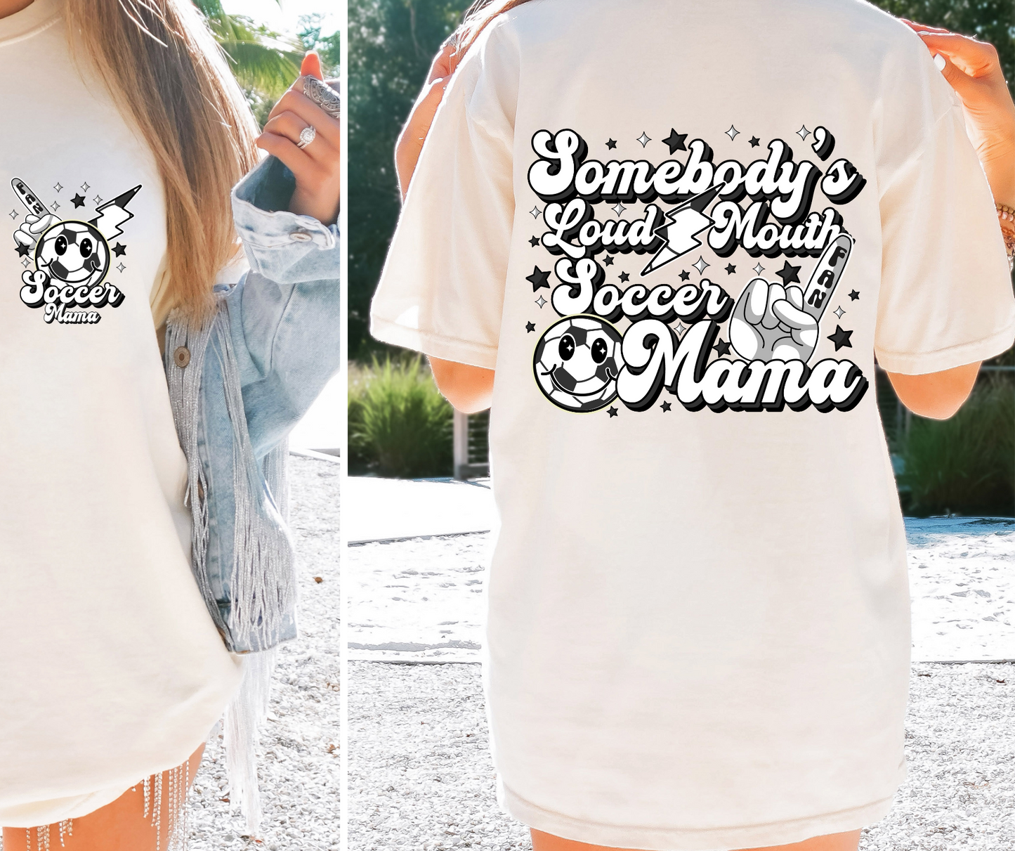 Somebody's Loudmouth Soccer Mama T-shirt Png Design, Retro Hippy Sublimation, Sassy Smile 90s Digital Download PNG File, Pocket design