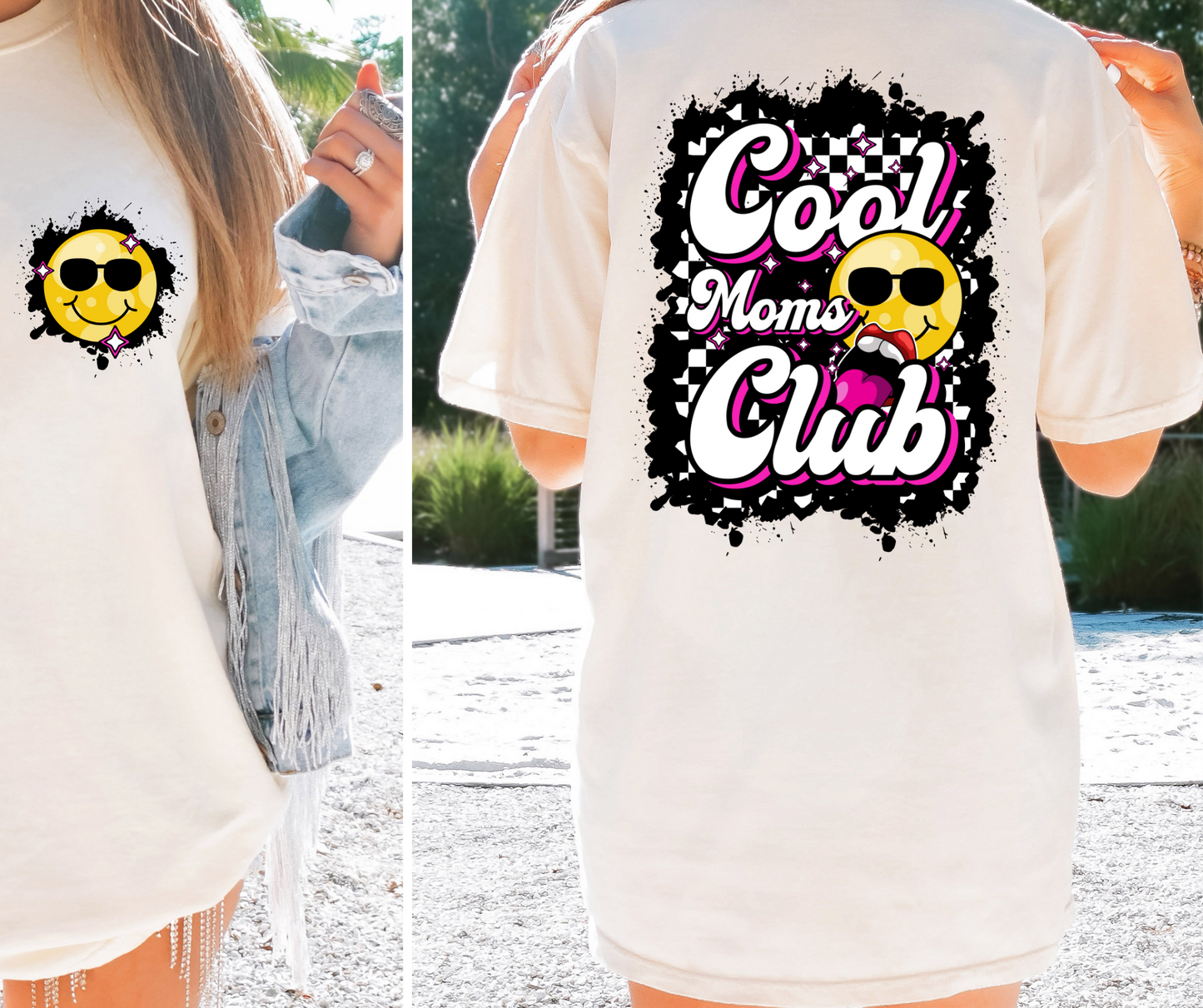 Cool Moms Club T-shirt Png Design, Retro Hippy Sublimation, Smile 90s Digital Download PNG File, Pocket design