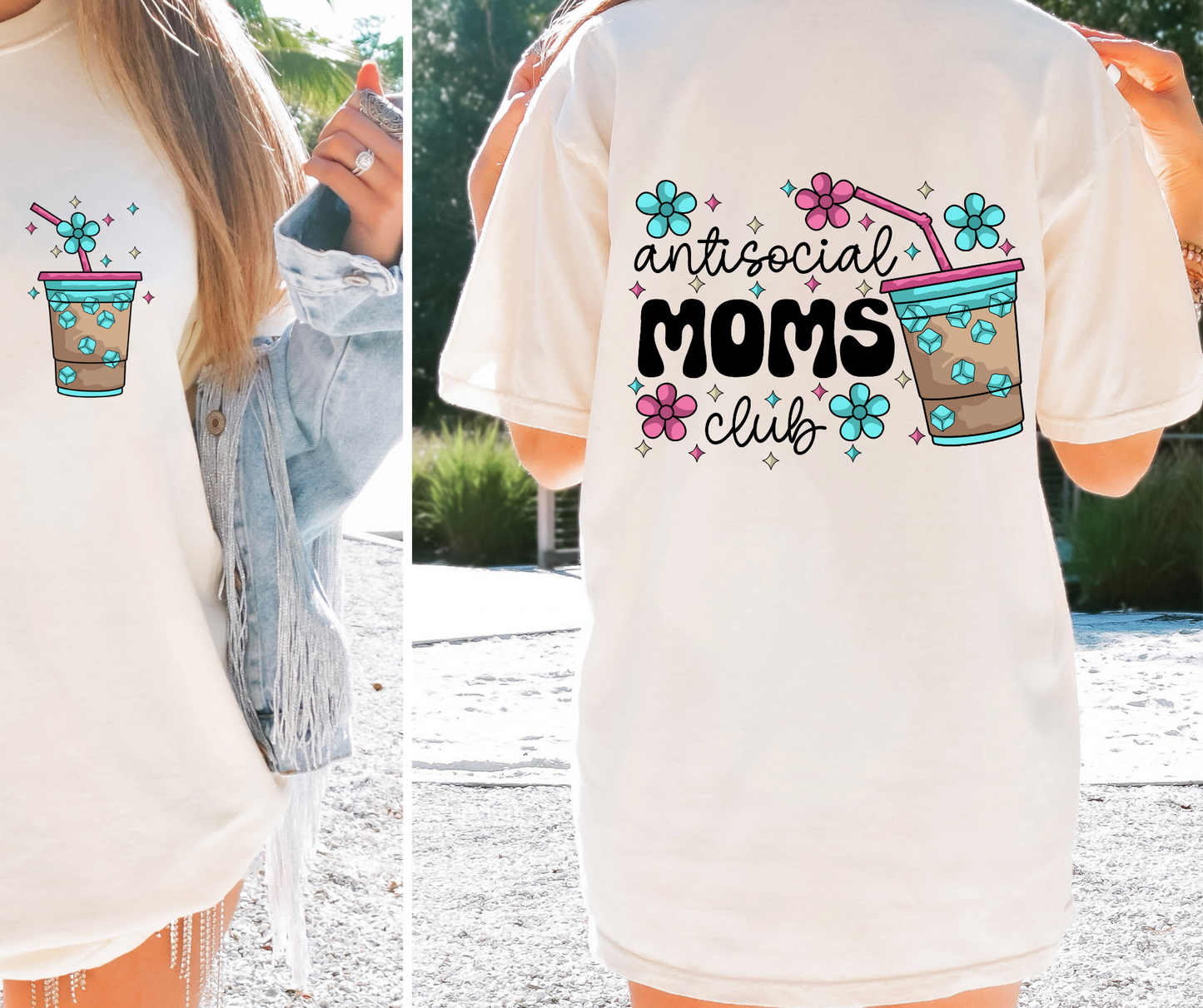 Antisocial Moms Club T-shirt Png Design, Retro Hippy Sublimation, Sassy Smile 90s Digital Download PNG File, Pocket design