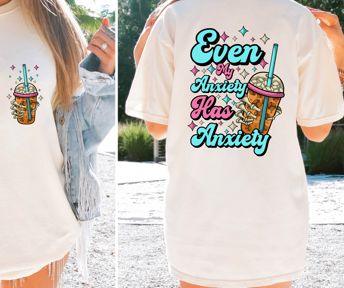 Even my anxiety has anxiety T-shirt Png Design, Retro Hippy Sublimation, Sassy Smile 90s Digital Download PNG File, Pocket design