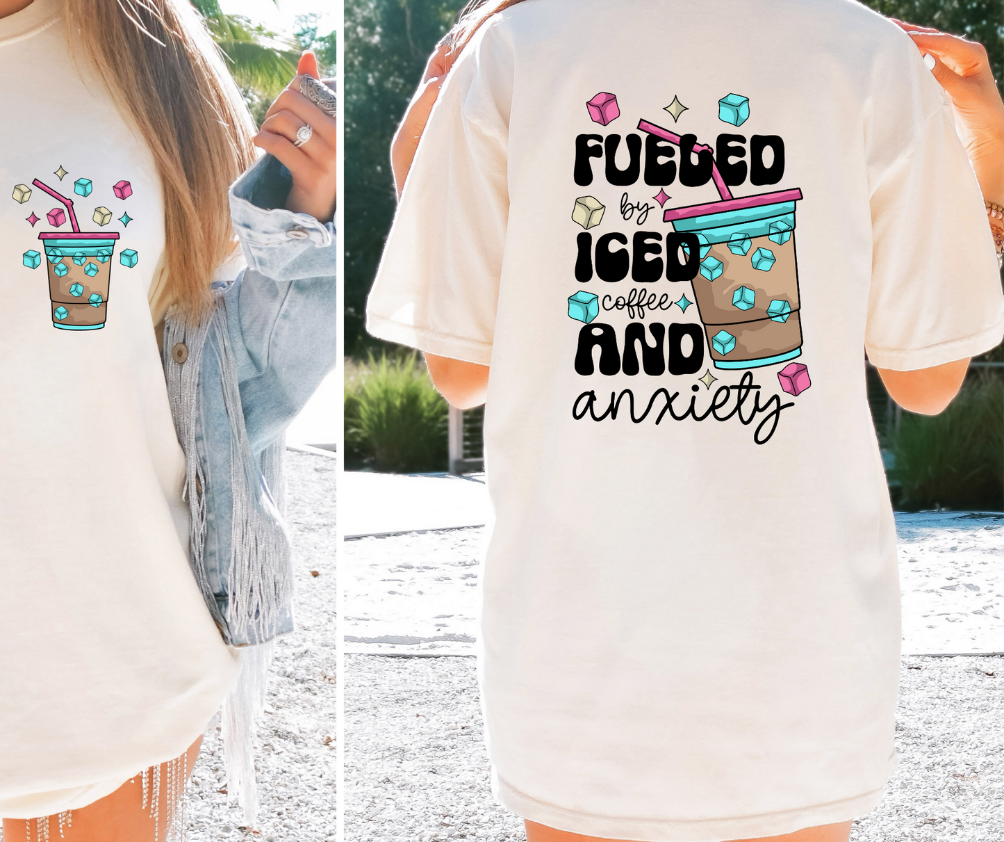 Sublimation PNG Sublimation PNG - Fueled by Iced Coffee and Anxiety T-shirt Png Design, Retro Hippy Sublimation, Sassy Smile 90s Digital Download PNG File, Pocket design-Tumblerwrapdesigns