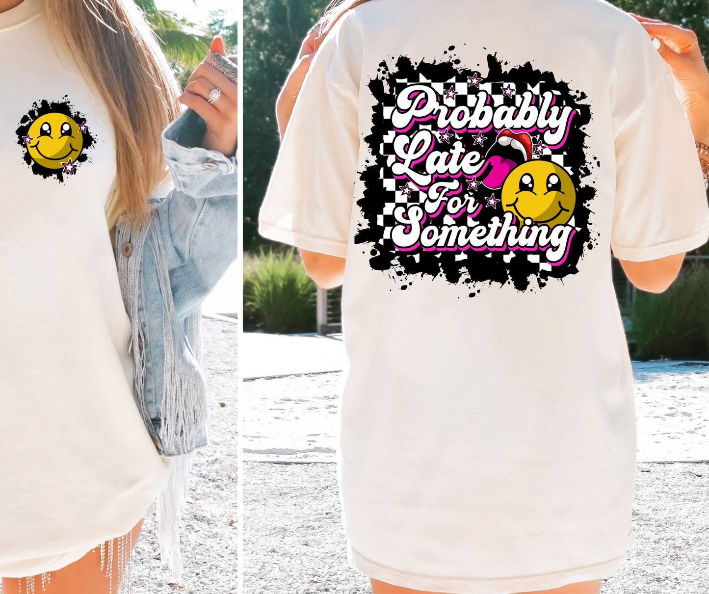 Probably Late for something T-shirt Png Design, Retro Hippy Sublimation, Smile 90s Digital Download PNG File, Pocket design