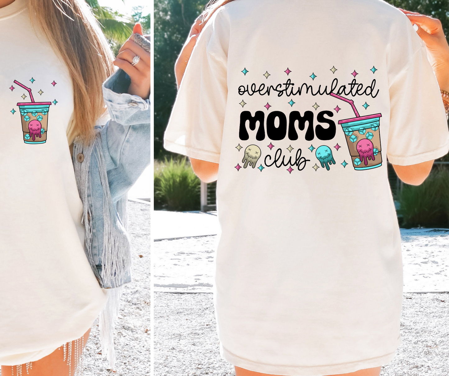 Overstimulated Moms Club T-shirt Png Design, Retro Hippy Sublimation, Sassy Smile 90s Digital Download PNG File, Pocket design