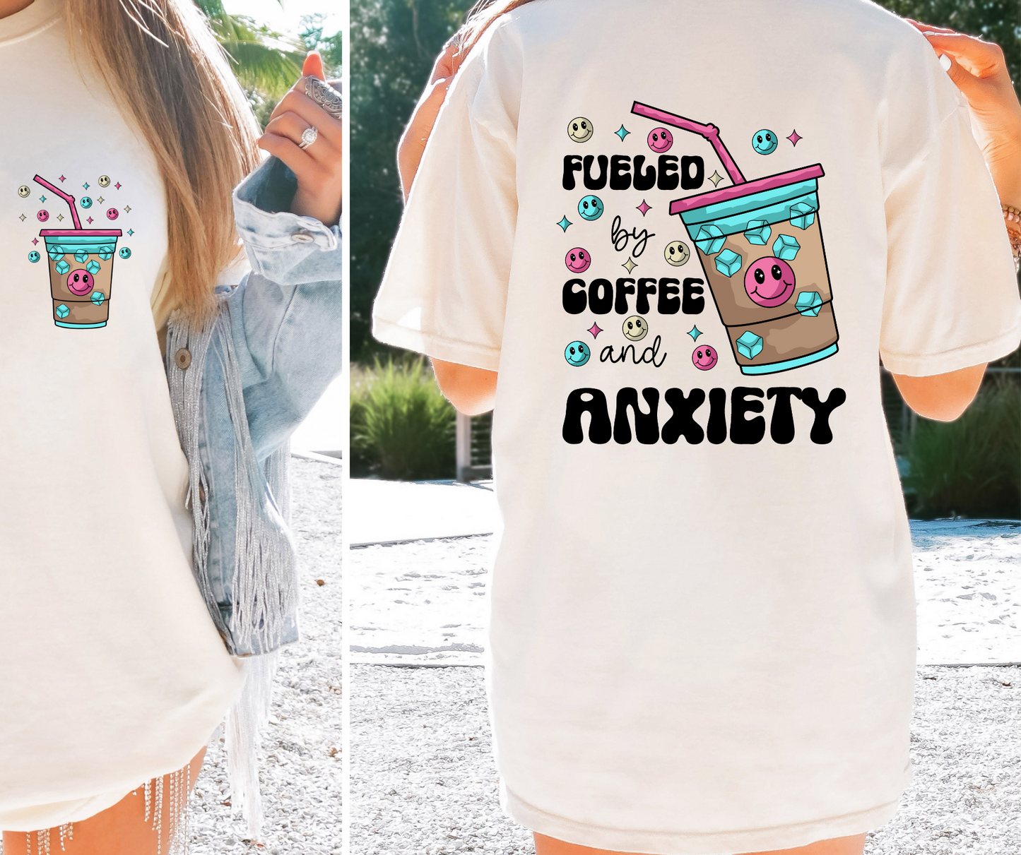 Sublimation PNG Sublimation PNG - Fueled by Coffee and Anxiety T-shirt Png Design, Retro Hippy Sublimation, Sassy Smile 90s Digital Download PNG File, Pocket design-Tumblerwrapdesigns