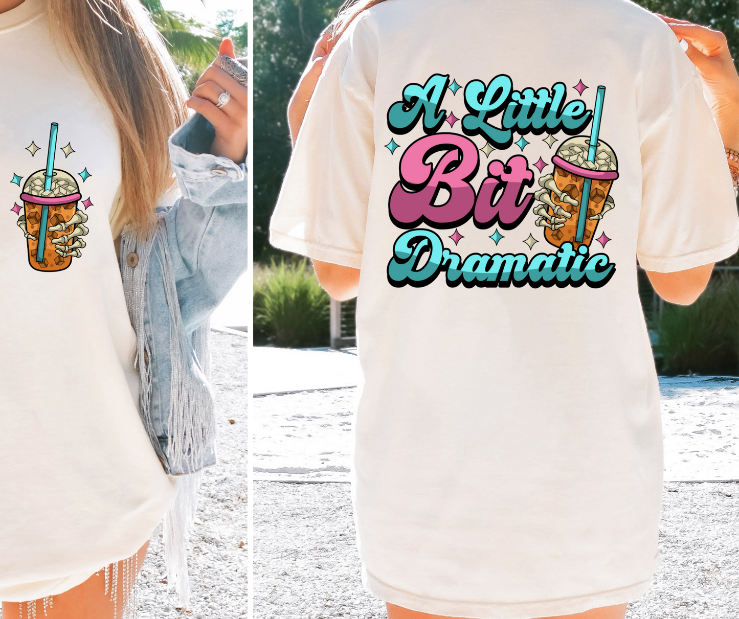 A Little Bit Dramatic  T-shirt Png Design, Retro Hippy Sublimation, Sassy Smile 90s Digital Download PNG File, Pocket design