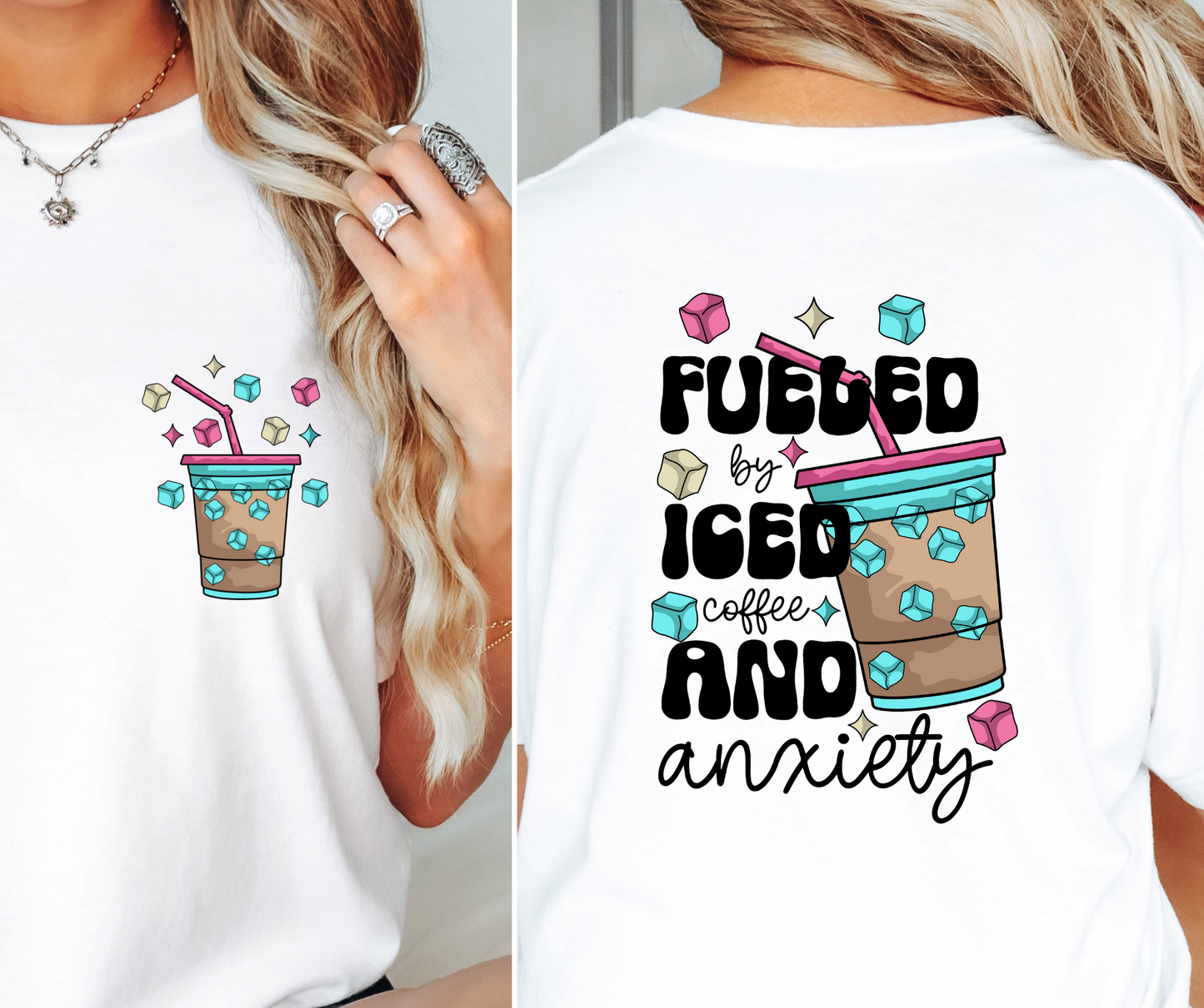 Sublimation PNG Sublimation PNG - Fueled by Iced Coffee and Anxiety T-shirt Png Design, Retro Hippy Sublimation, Sassy Smile 90s Digital Download PNG File, Pocket design-Tumblerwrapdesigns