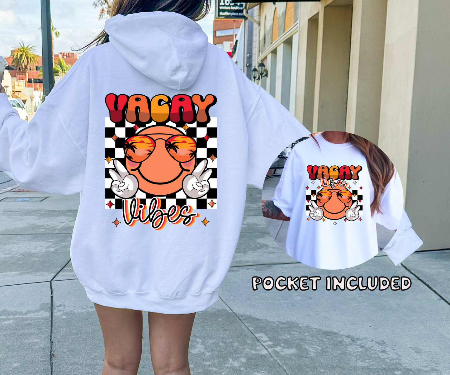 VACAY VIBES  T-shirt Png Design, Retro Smile Sublimation, Groovy Checker Digital Download Png File,