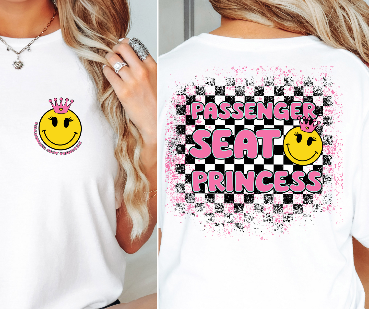 Retro Passenger Seat Princess T-shirt Png Design, Retro Hippy Sublimation, Smile Digital Download PNG File, Commercial Use Matching Pocket