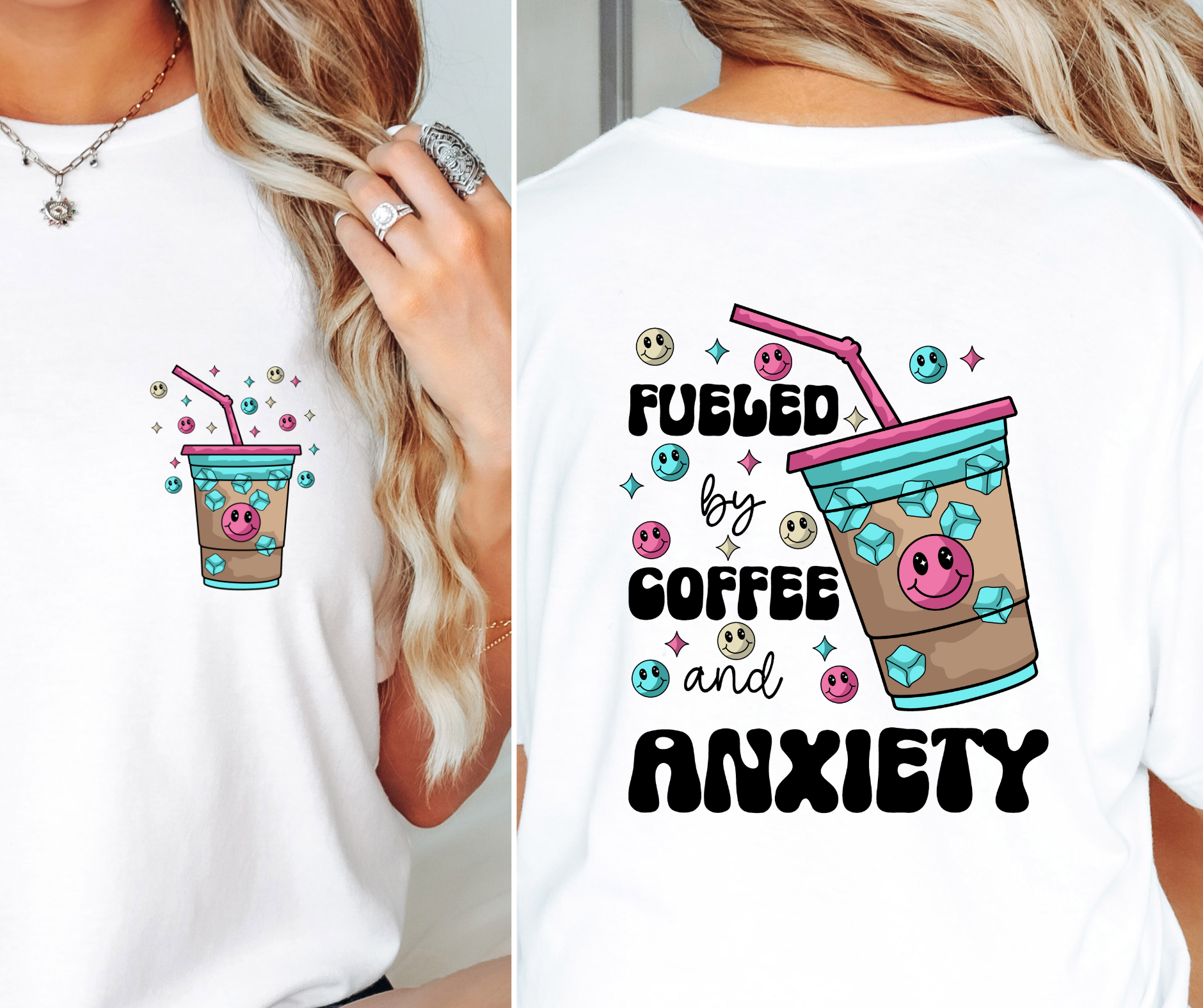 Sublimation PNG Sublimation PNG - Fueled by Coffee and Anxiety T-shirt Png Design, Retro Hippy Sublimation, Sassy Smile 90s Digital Download PNG File, Pocket design-Tumblerwrapdesigns