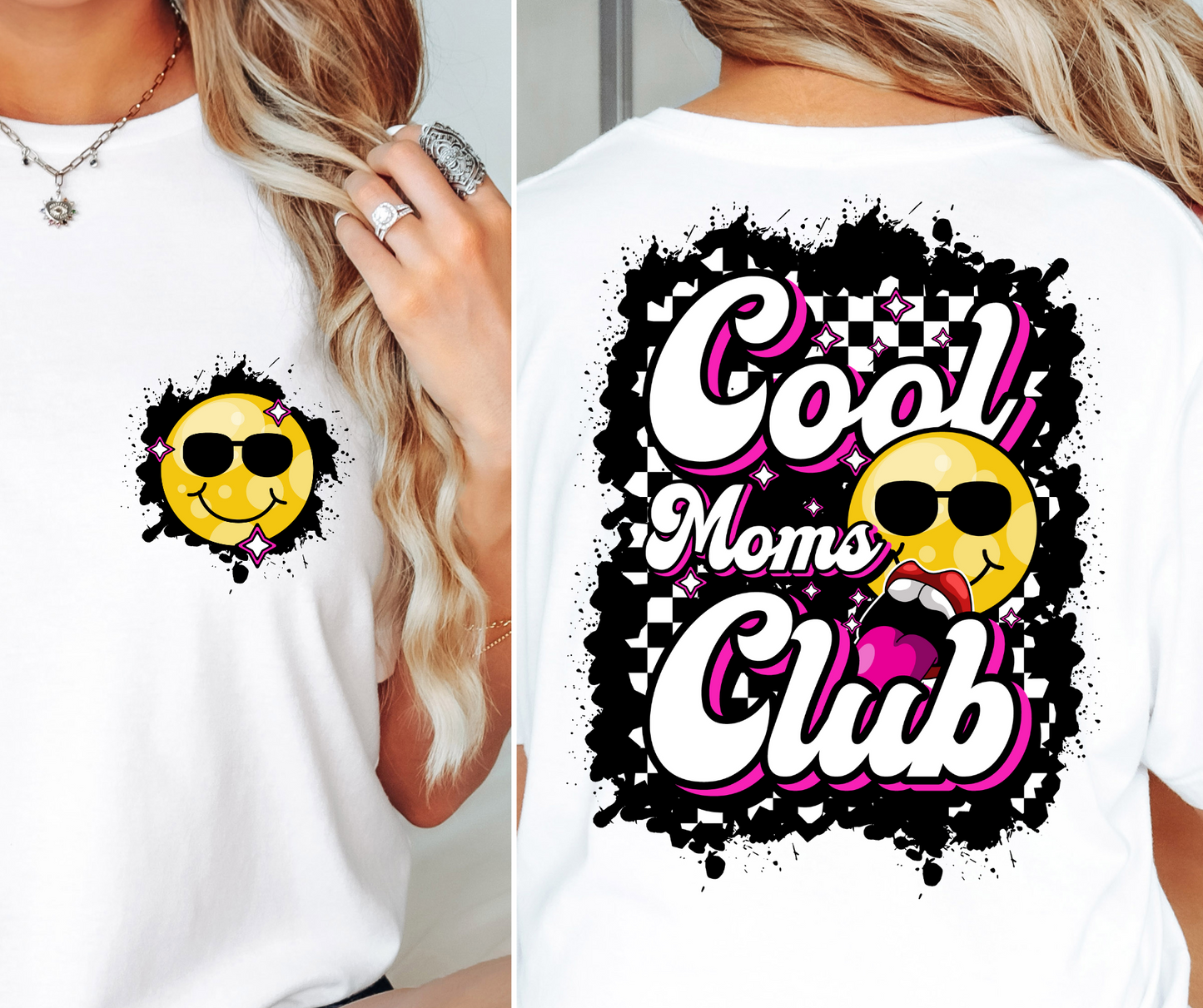 Cool Moms Club T-shirt Png Design, Retro Hippy Sublimation, Smile 90s Digital Download PNG File, Pocket design