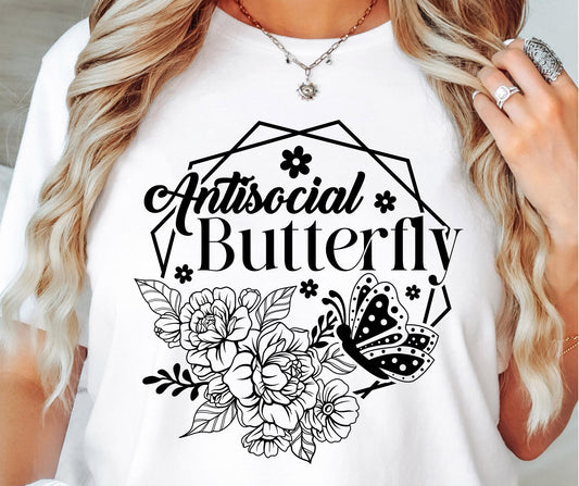 Antisocial Butterfly Svg Files, Svg Tshirt, Png and Svg Sublimation Design, Svg Files For Cricut, Silhouette