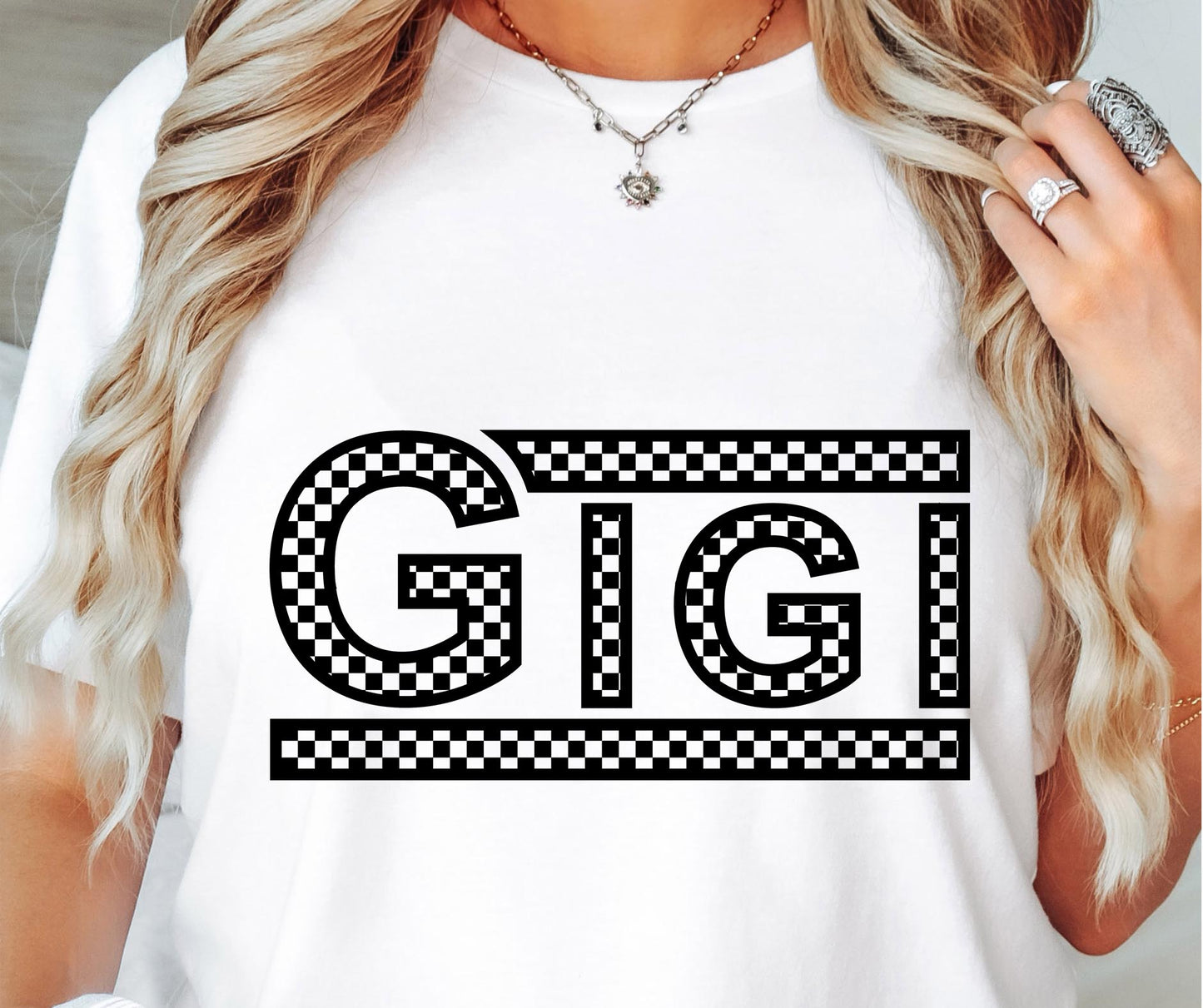 CHECKERED GIGI SVG and PNG, Retro Font T-shirt Design, Svg Files For Cricut, Silhouette, Digital Download (1)