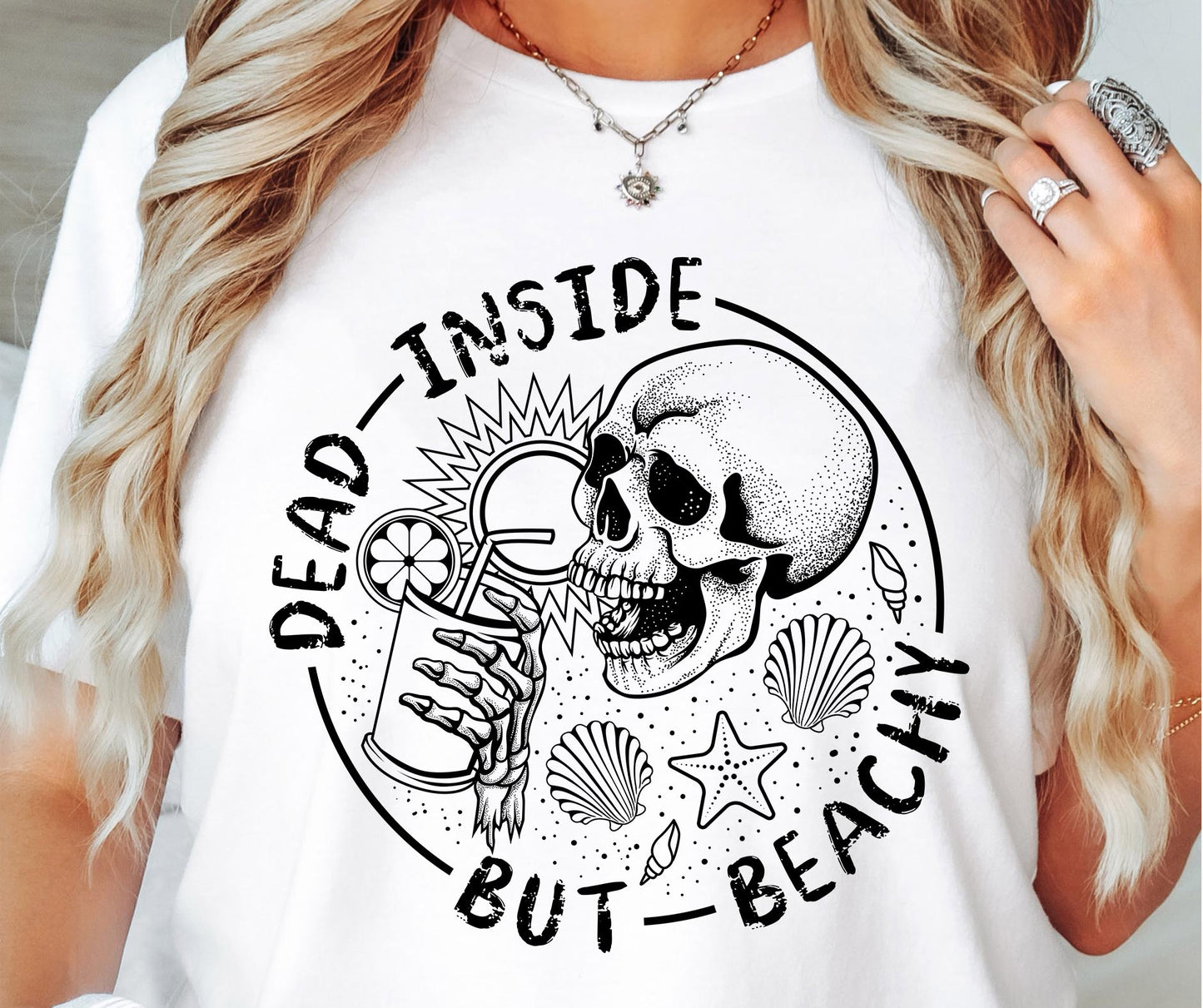 Dead Inside But Beachy Bone Skull Svg Files, Svg Tshirt, Png and Svg Sublimation Design, Svg Files For Cricut, Silhouette