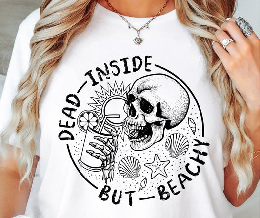 Dead Inside But Beachy Bone Skull Svg Files, Svg Tshirt, Png and Svg Sublimation Design, Svg Files For Cricut, Silhouette