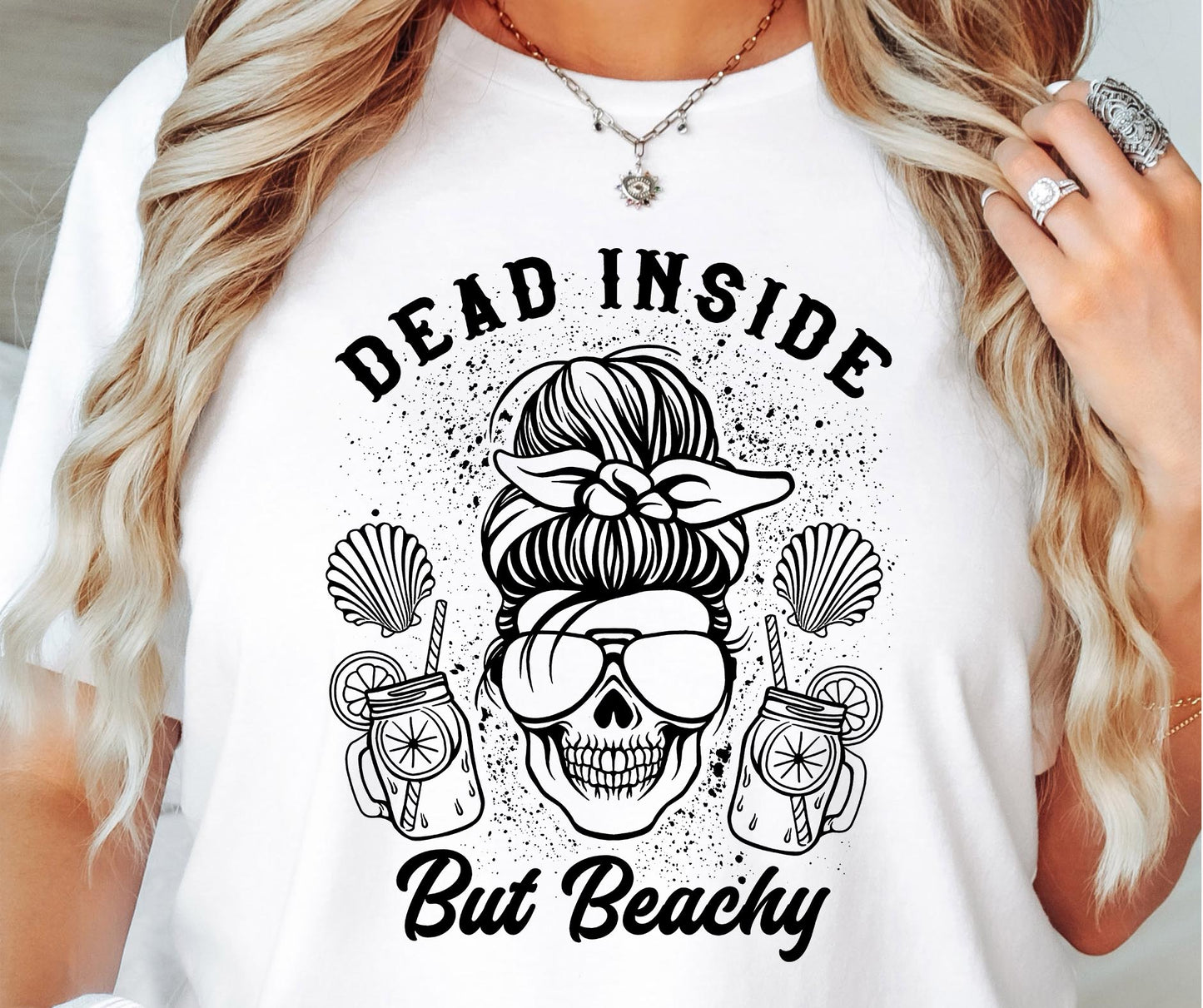 Dead Inside But Beachy Ribbon Svg Files, Svg Tshirt, Png and Svg Sublimation Design, Svg Files For Cricut, Silhouette