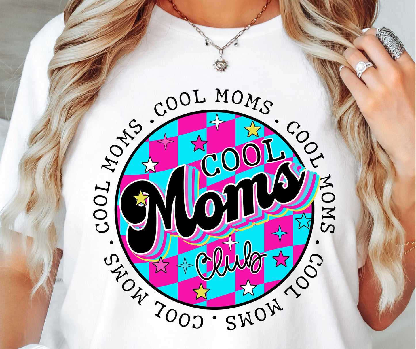 Cool Moms Club T-shirt Png Design, Retro Hippy Sublimation, Funny Mama Digital Download PNG File, Commercial Use