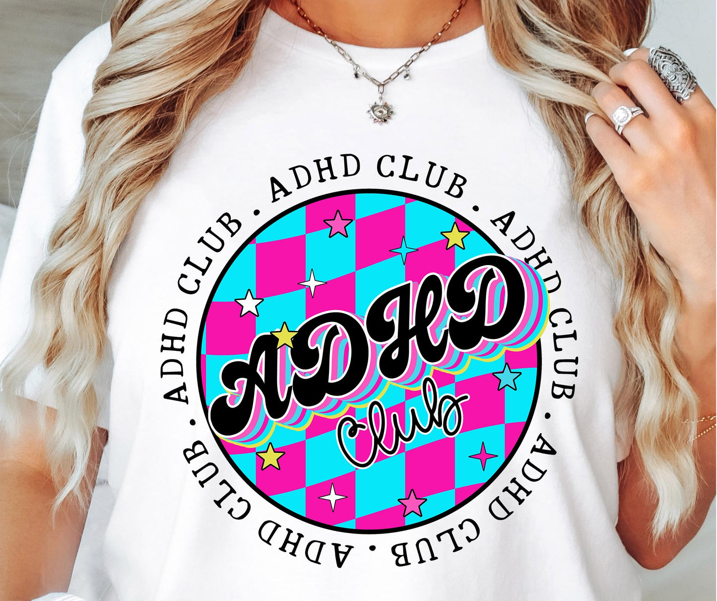 ADHD Club T-shirt Png Design, Retro Hippy Sublimation, Funny Mental health Digital Download PNG File, Commercial Use