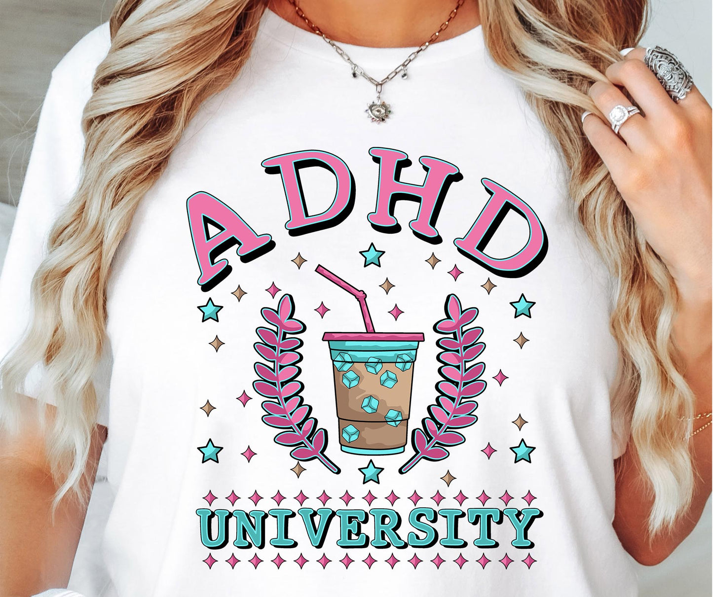 ADHD University T-shirt Png Design, Retro Hippy Sublimation, Varsity Mental health Digital Download PNG File, Commercial Use