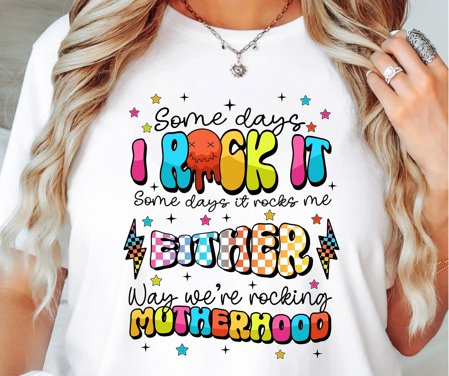 Some days i rock it, some days it rocks me T-shirt Png Design, Retro Hippy Sublimation, Smile Digital Download PNG File, Commercial Use