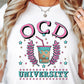 Sublimation PNG Sublimation PNG - OCD University T-shirt Png Design, Retro Hippy Sublimation, Funny Mental health Digital Download PNG File, Commercial Use-Tumblerwrapdesigns