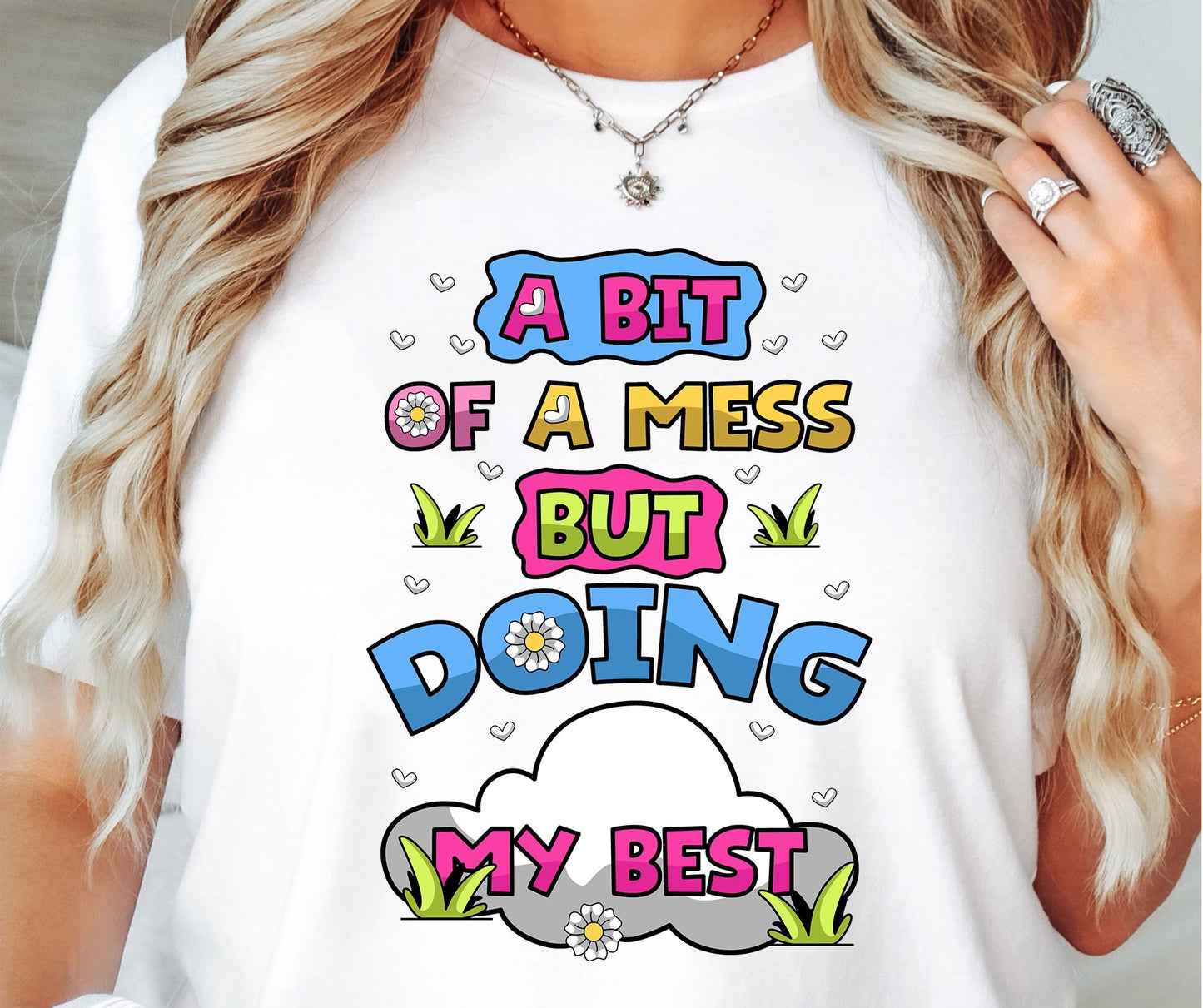 A bit of a mess but doing my best T-shirt Png Design, Retro Hippy Sublimation, Motivational Digital Download PNG File, Commercial Use