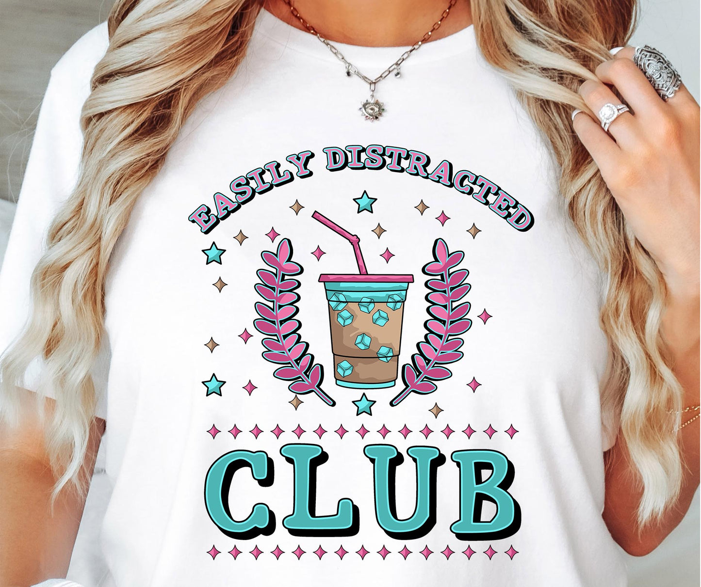 Easily Distracted Club T-shirt Png Design, Retro Hippy Sublimation, Funny Varsity Digital Download PNG File, Commercial Use