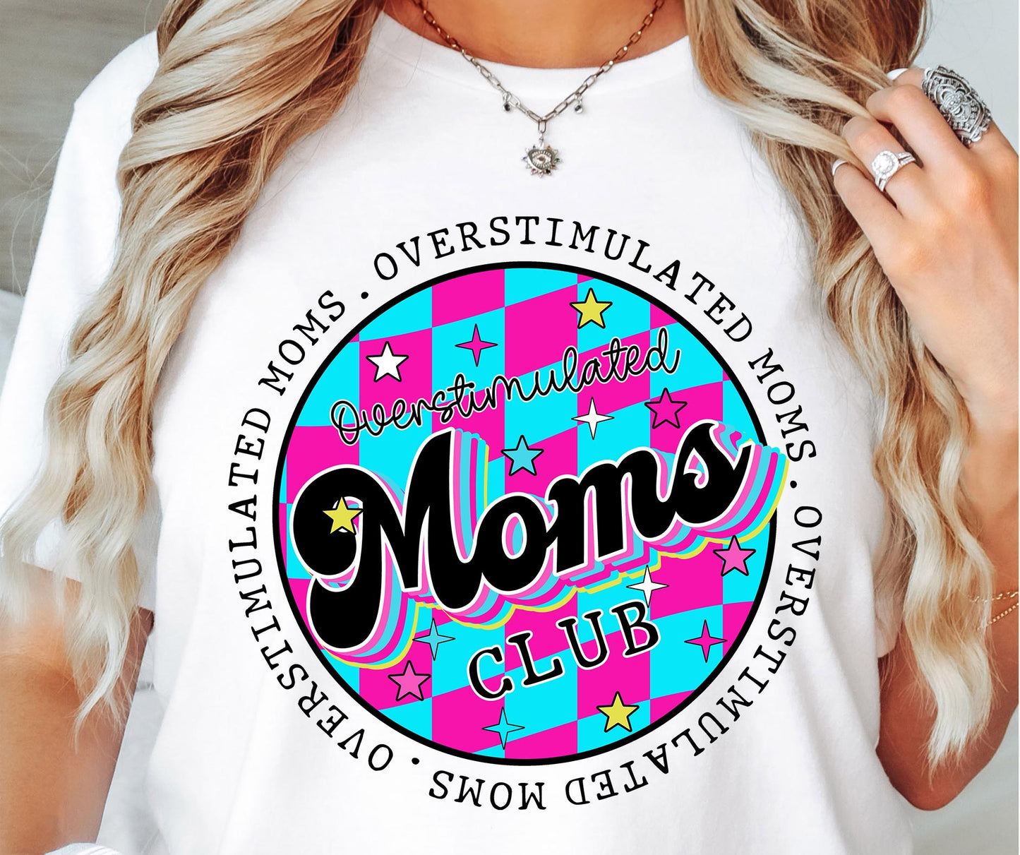 Overstimulated Moms Club T-shirt Png Design, Retro Hippy Sublimation, Funny Mental health Digital Download PNG File, Commercial Use