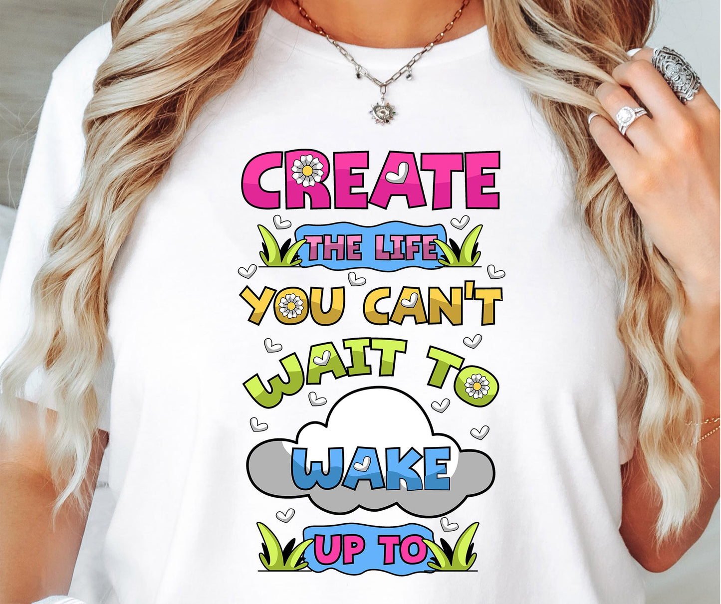 Create the life you cant wait to wake up to T-shirt Png Design, Retro Hippy Sublimation, Inspirational Digital Download PNG File, Commercial Use (1)