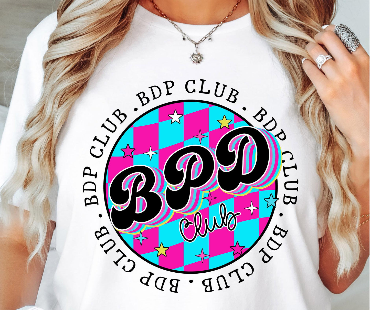 BPD Club T-shirt Png Design, Retro Hippy Sublimation, Funny Mental health Digital Download PNG File, Commercial Use