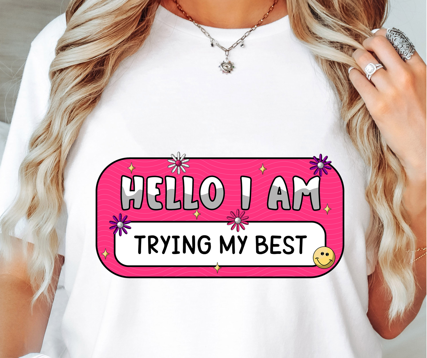 Trying My Best T-shirt PNG Design,  Sublimation Tee Motivational Digital Download PNG File, Commercial Use