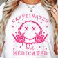 Sublimation PNG Sublimation PNG - Cafeinated and Medicated T-shirt Png Design, Retro Smile Skeleton Sublimation, Groovy Gothic Digital Download PNG File,-Tumblerwrapdesigns