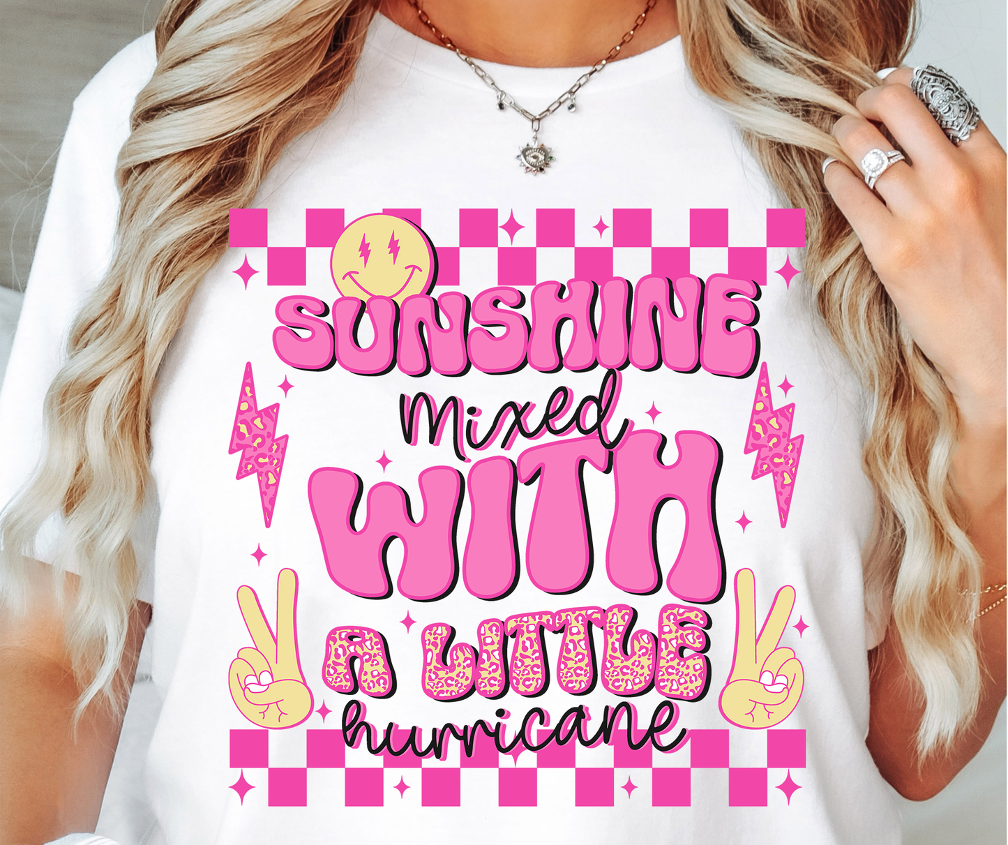 Sunshine Mixed With a Little Hurricane T-shirt PNG Design,  Sublimation Tee Motivational Digital Download PNG File, Commercial Use