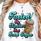 Sublimation PNG Sublimation PNG - Fueled by Bipolar and Iced Coffee T-shirt Funny Quote Png, Retro Groovy, Skeleton Png-Tumblerwrapdesigns