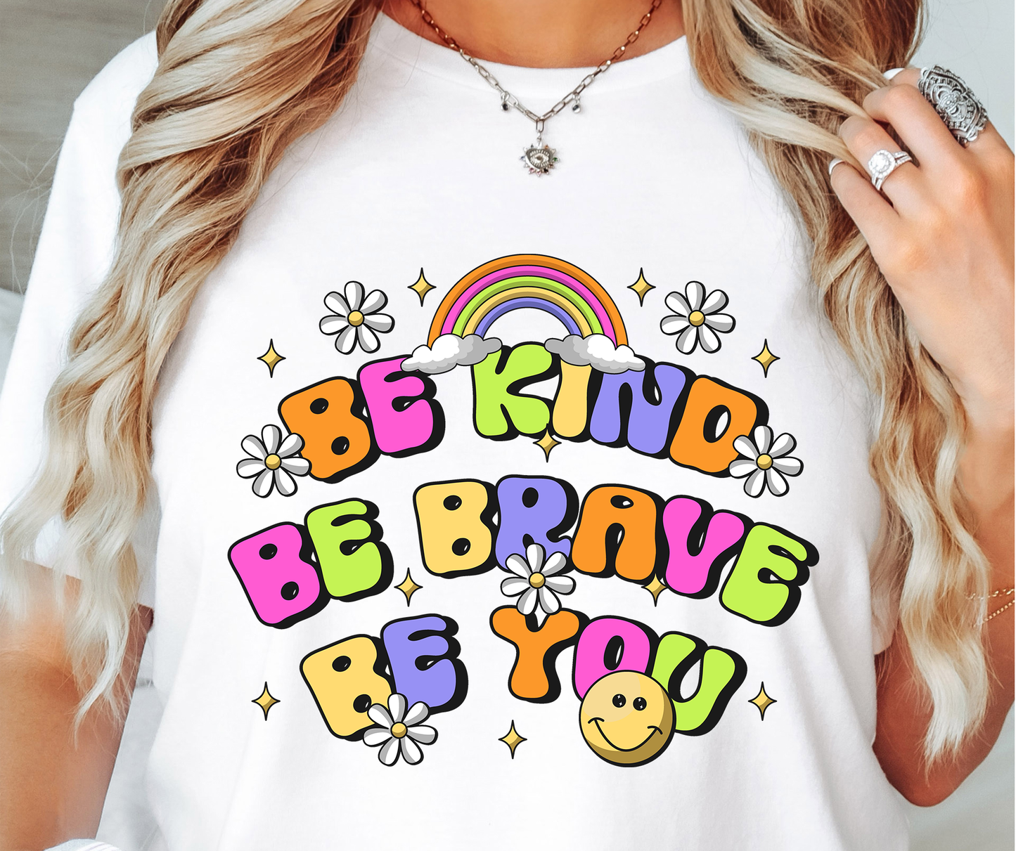 Be Kind Be Brave Be You T-shirt PNG Design,  Sublimation Tee Motivational Digital Download PNG File, Commercial Use