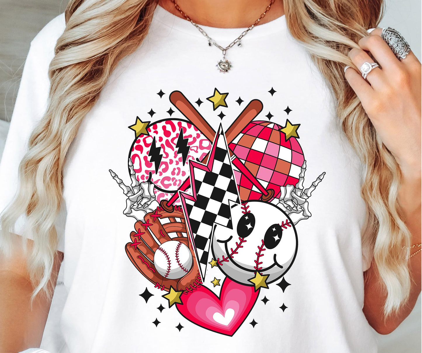 Pink Baseball GIrls T-shirt Png Design, Retro Smile Sublimation, Groovy Vibes Digital Download PNG File, Commercial Use