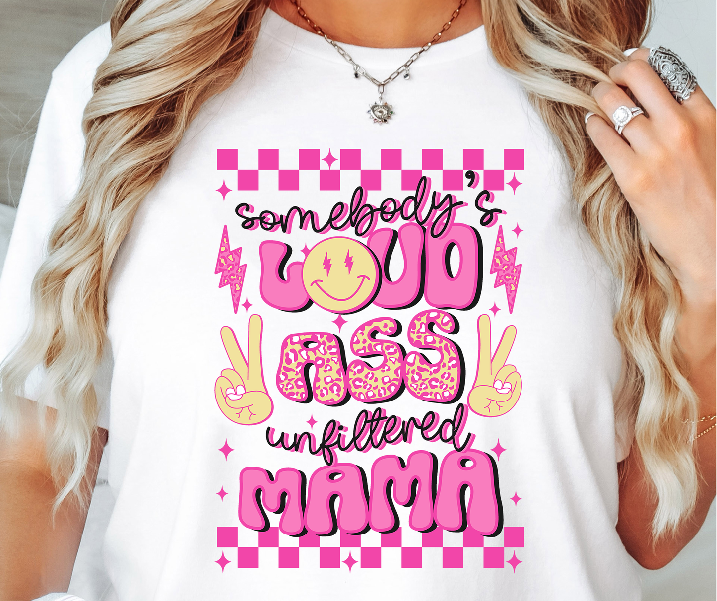 Loud Ass Mama Mom T-shirt PNG Design,  Sublimation Tee Motivational Digital Download PNG File, Commercial Use