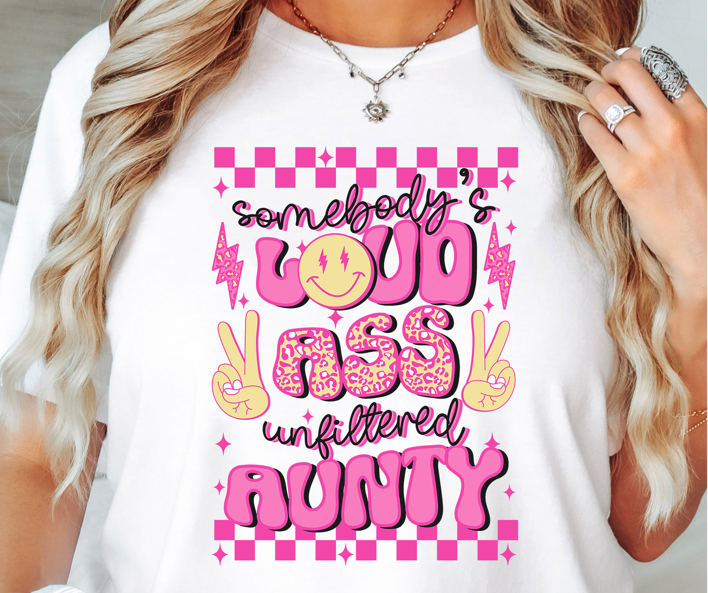 Loud Ass Aunty Aunt T-shirt PNG Design,  Sublimation Tee Motivational Digital Download PNG File, Commercial Use